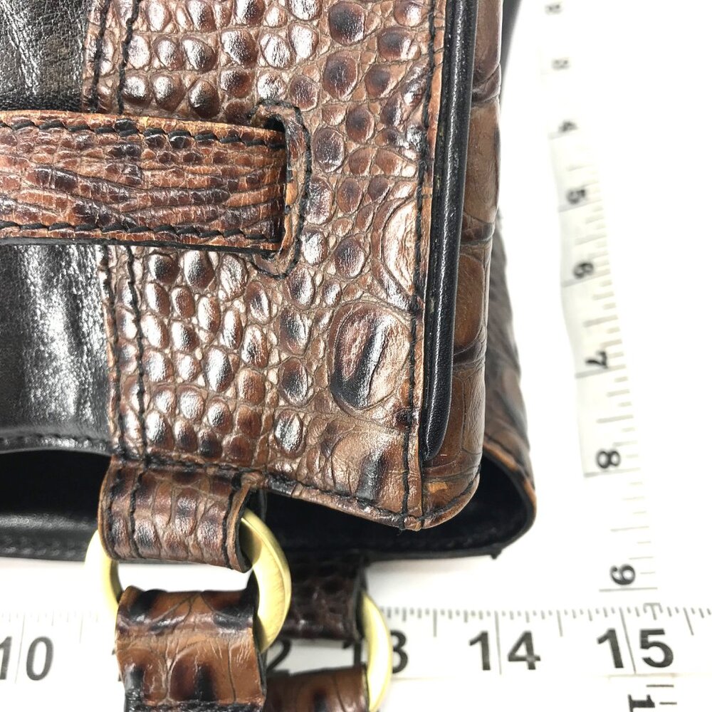 BRAHMIN Shoulder Bag Black & Croc Embossed Brown 9 X 15 - Picture 10 of 14